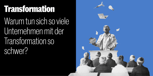 Collage: Redner am Pult jongliert Ananas und Kamera, über ihm schweben Laptop, Glühbirne und Rakete, davor sitzt ein Publikum