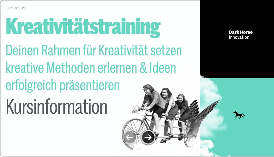 Kursinformation Kreativitätstraining Dark Horse
