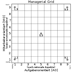 Managerial Grid – Führungsstile nach Mitarbeiter- und Aufgabenorientierung